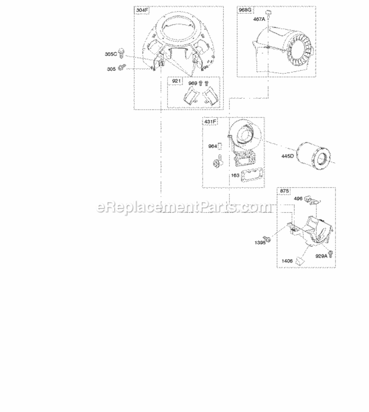 Air Cleaner Blower Housing Diagram and Parts List for 44Q977-0110-G1  Briggs and Stratton Engine